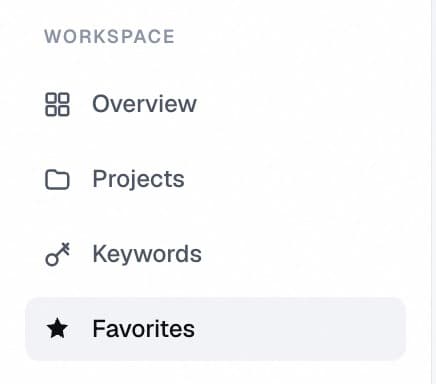 Favorites — pinned keywords